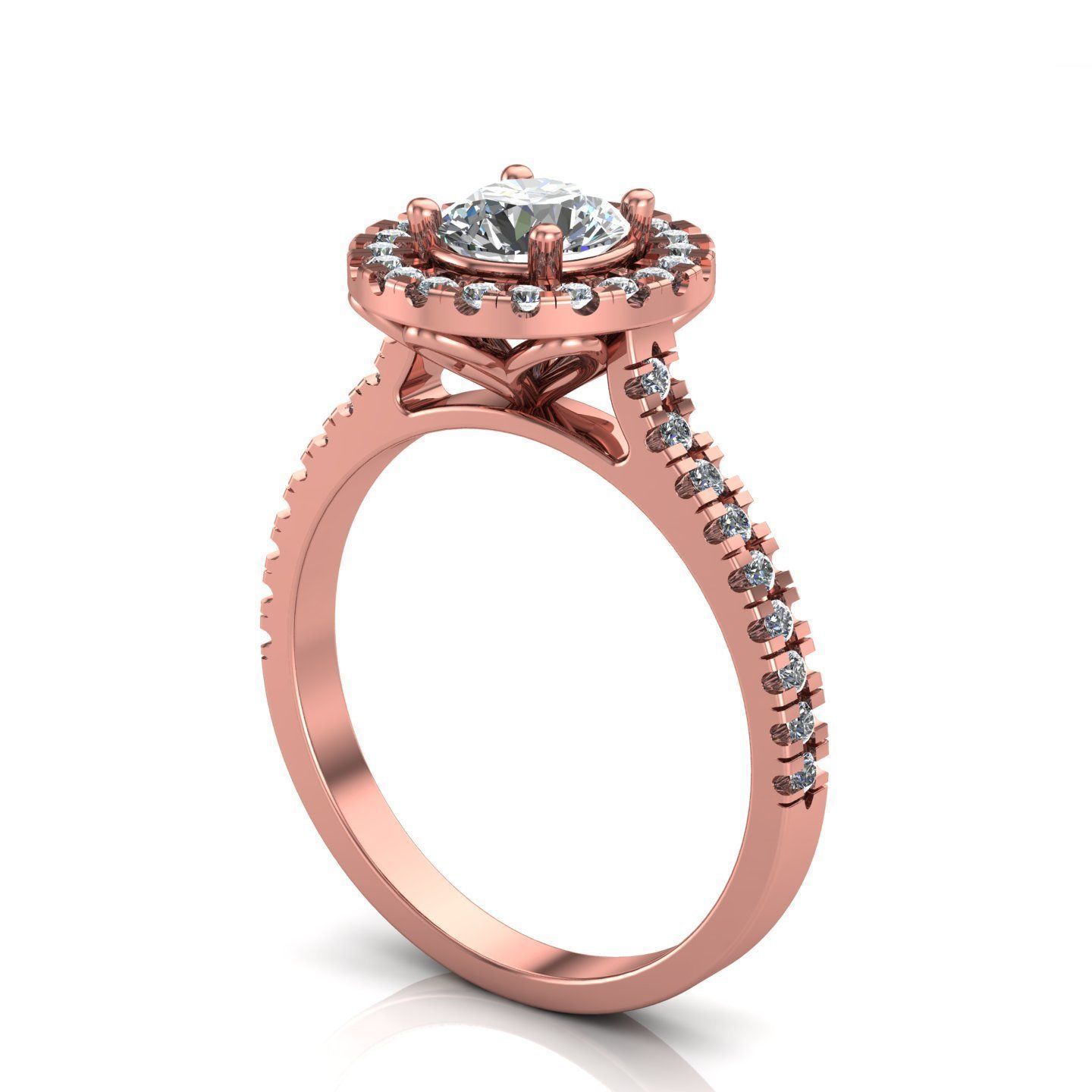 Engagement ring with round center and halo 3D print model 3D print model_2