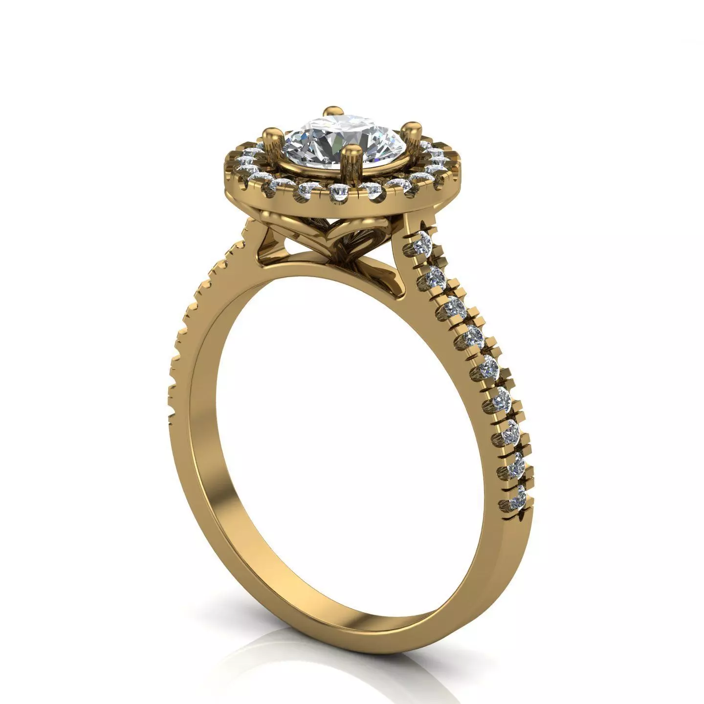 Engagement ring with round center and halo 3D print model 3D print model_0
