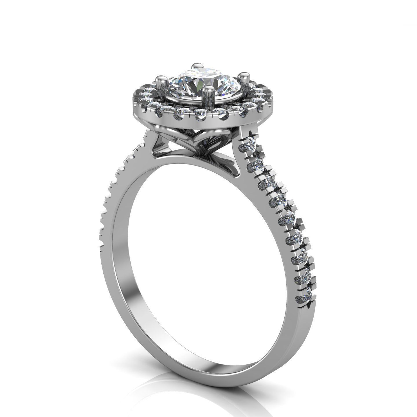 Engagement ring with round center and halo 3D print model 3D print model_1