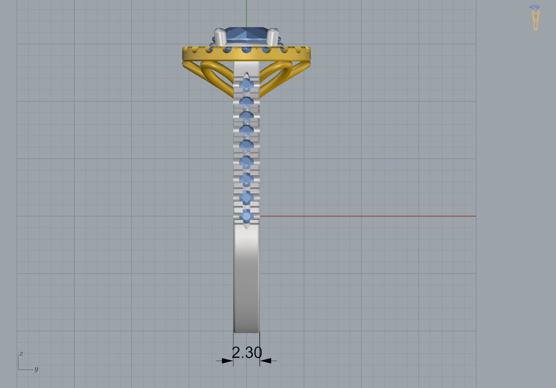 Engagement ring with round center and halo 3D print model 3D print model_4