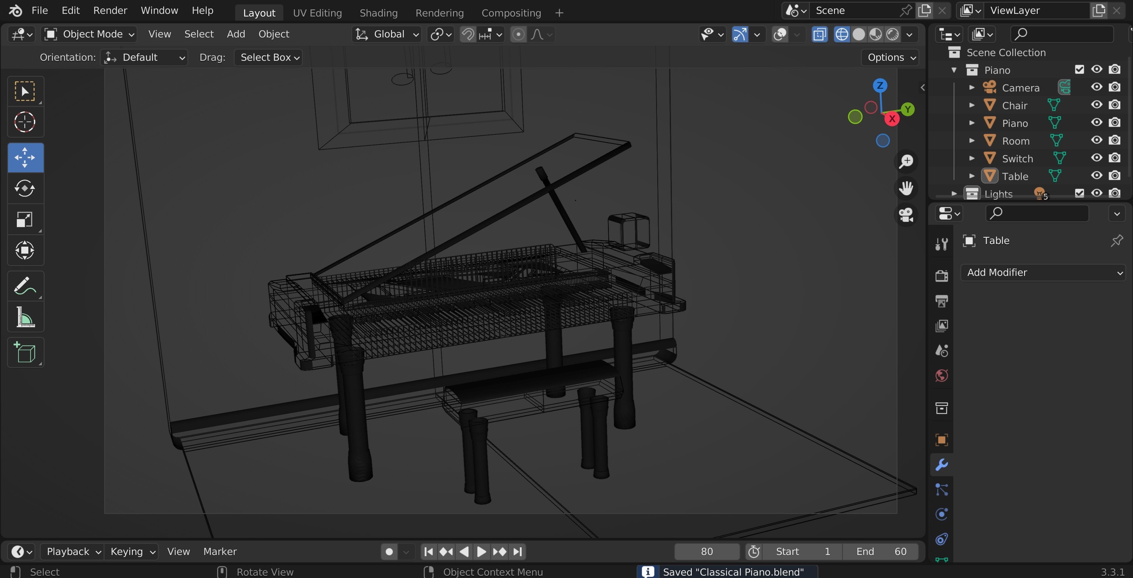 Classical Piano 3D model_4