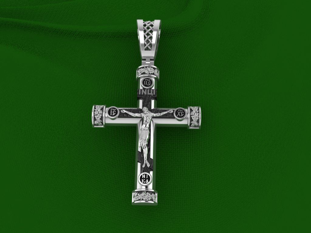 cross jesus pendant 3D print model_1