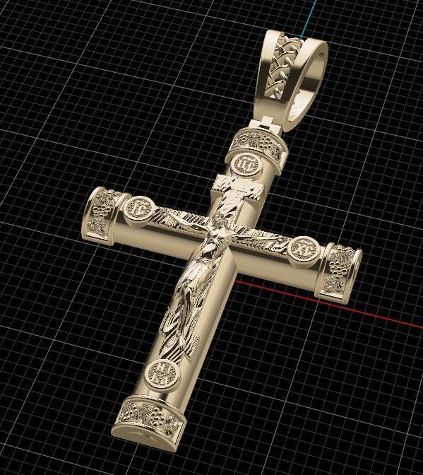 cross jesus pendant 3D print model_4