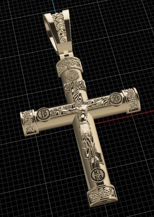 cross jesus pendant 3D print model_7