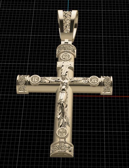 cross jesus pendant 3D print model_5