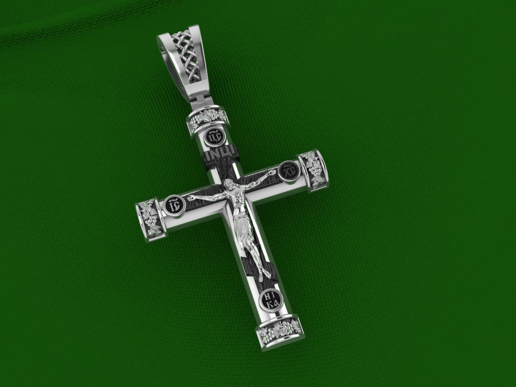 cross jesus pendant 3D print model_2