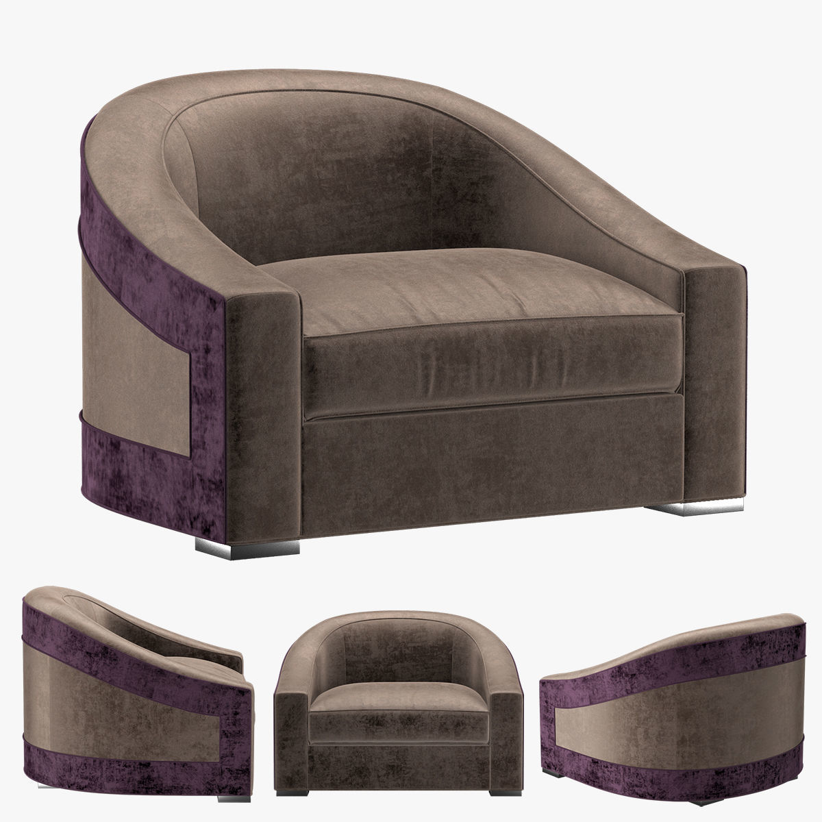 Armchair Concha 3D model_7