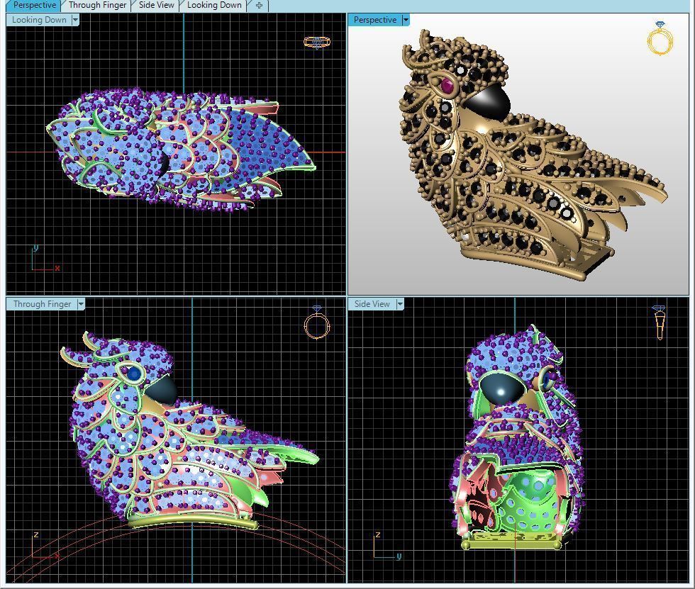 cockatoo for Bracelet and Ring 3D print model_5