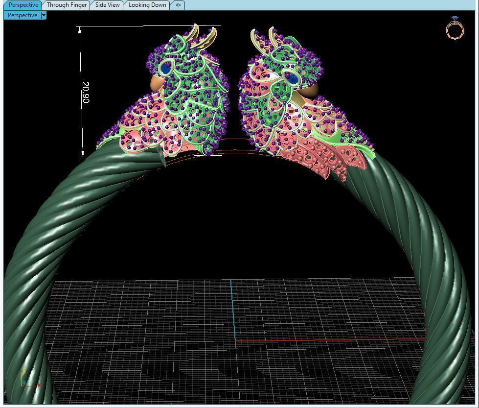 cockatoo for Bracelet and Ring 3D print model_2