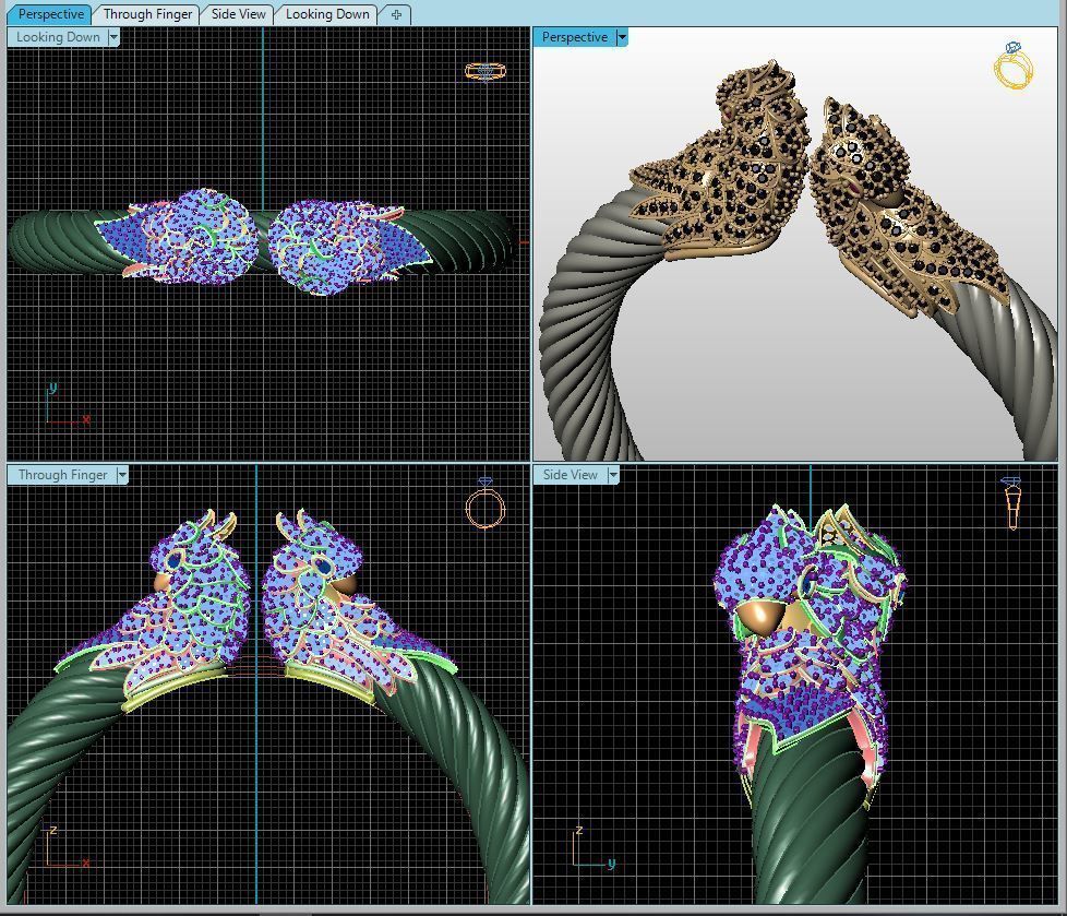 cockatoo for Bracelet and Ring 3D print model_3