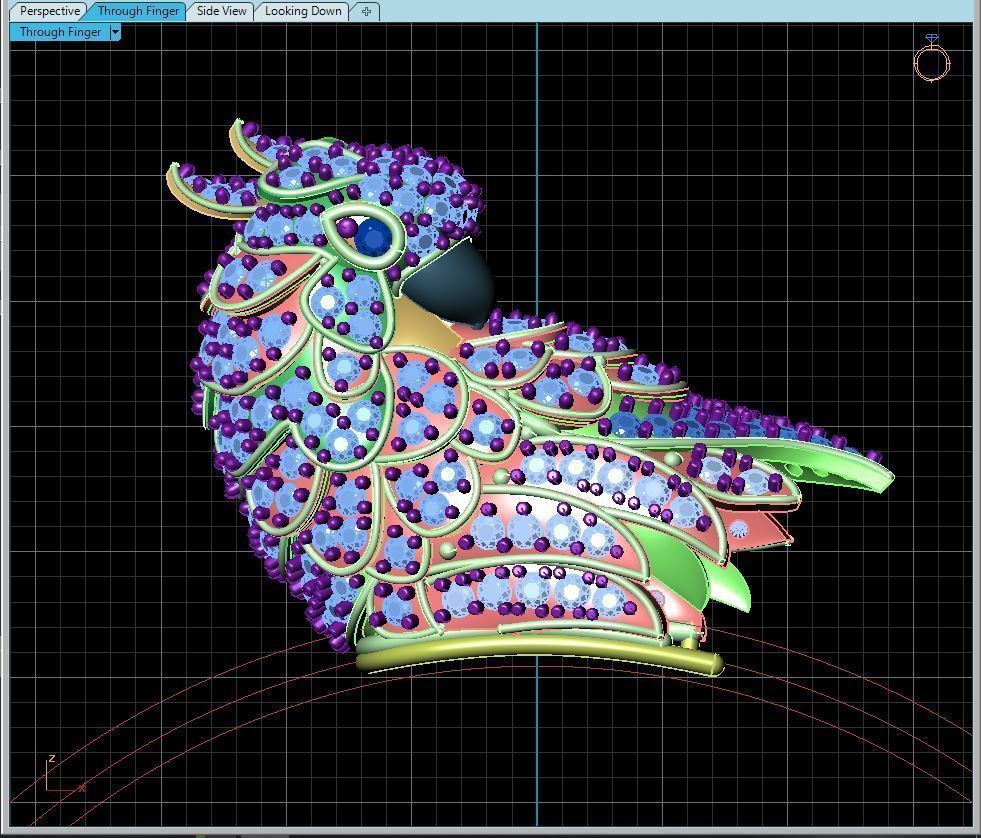 cockatoo for Bracelet and Ring 3D print model_1