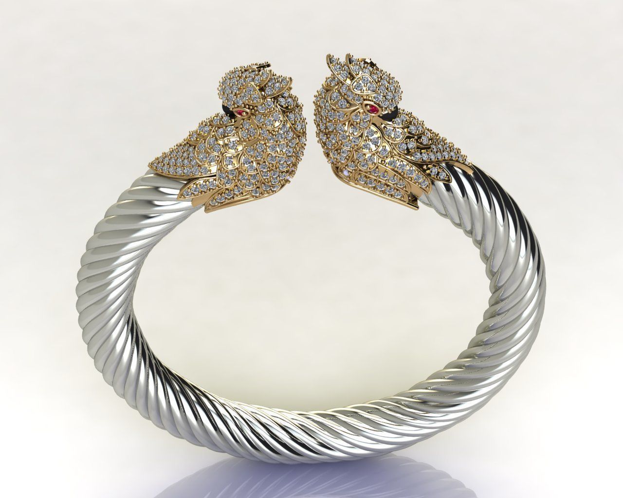 cockatoo for Bracelet and Ring 3D print model_11