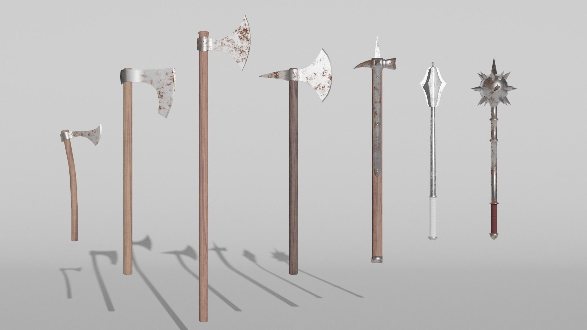 Medieval Axes and Blunt Weapons 3D Model Collection_1