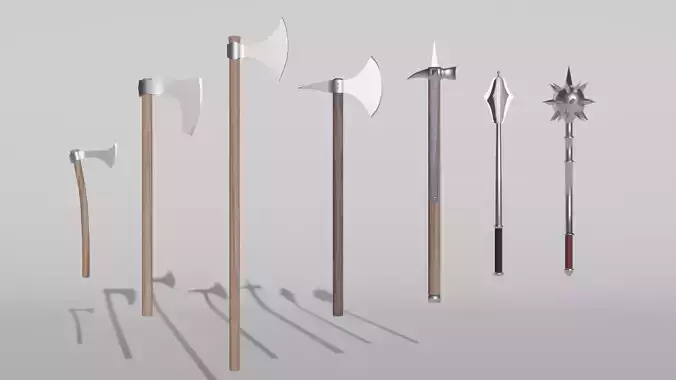 Medieval Axes and Blunt Weapons 3D Model Collection