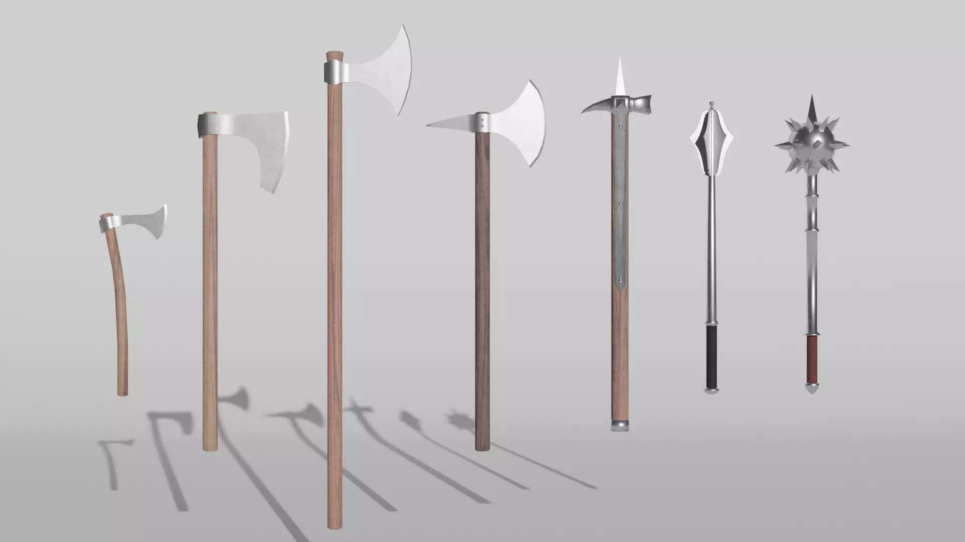 Medieval Axes and Blunt Weapons 3D Model Collection_0