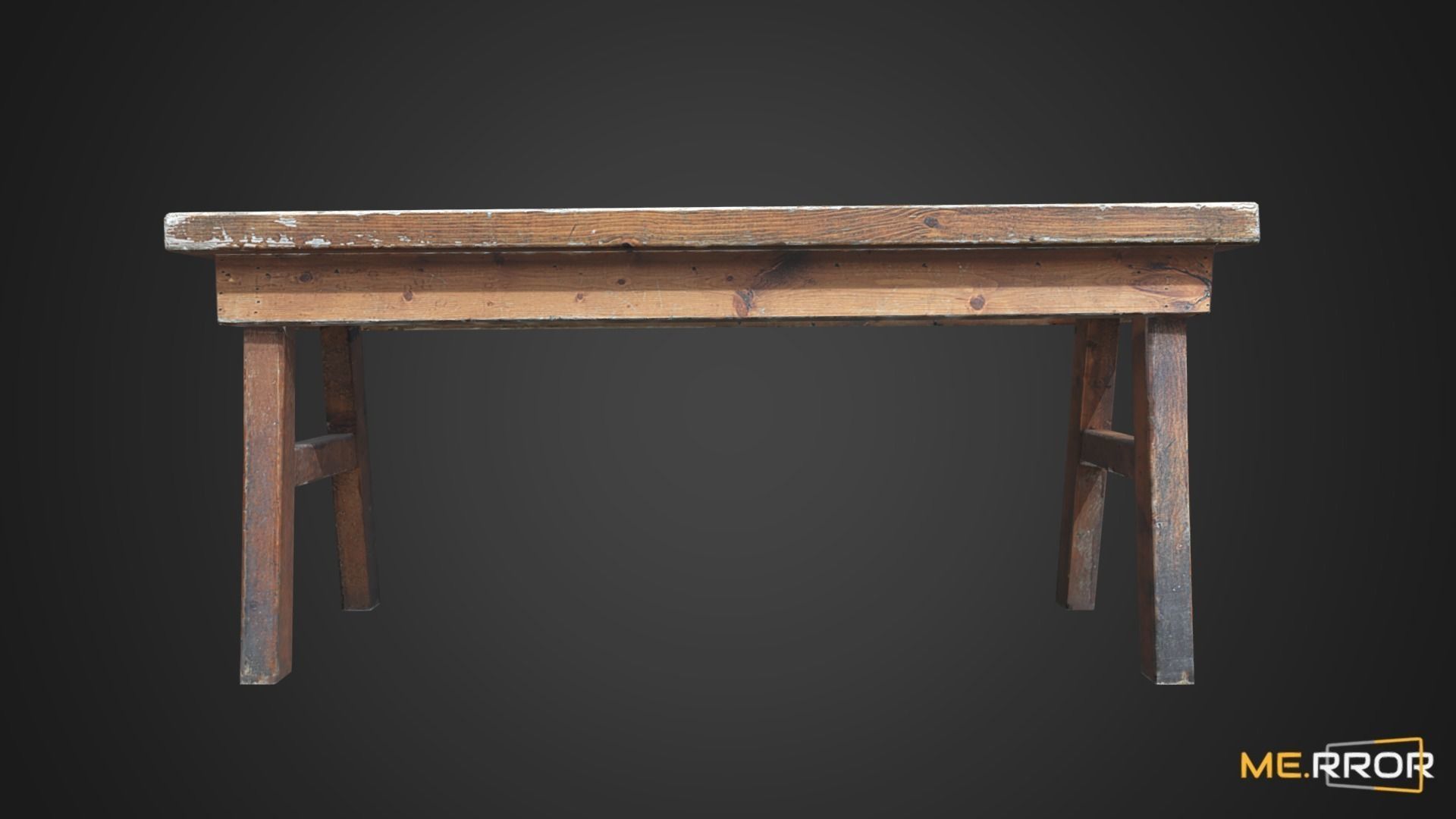 Game Ready Wood Bench Low-poly 3D model_1