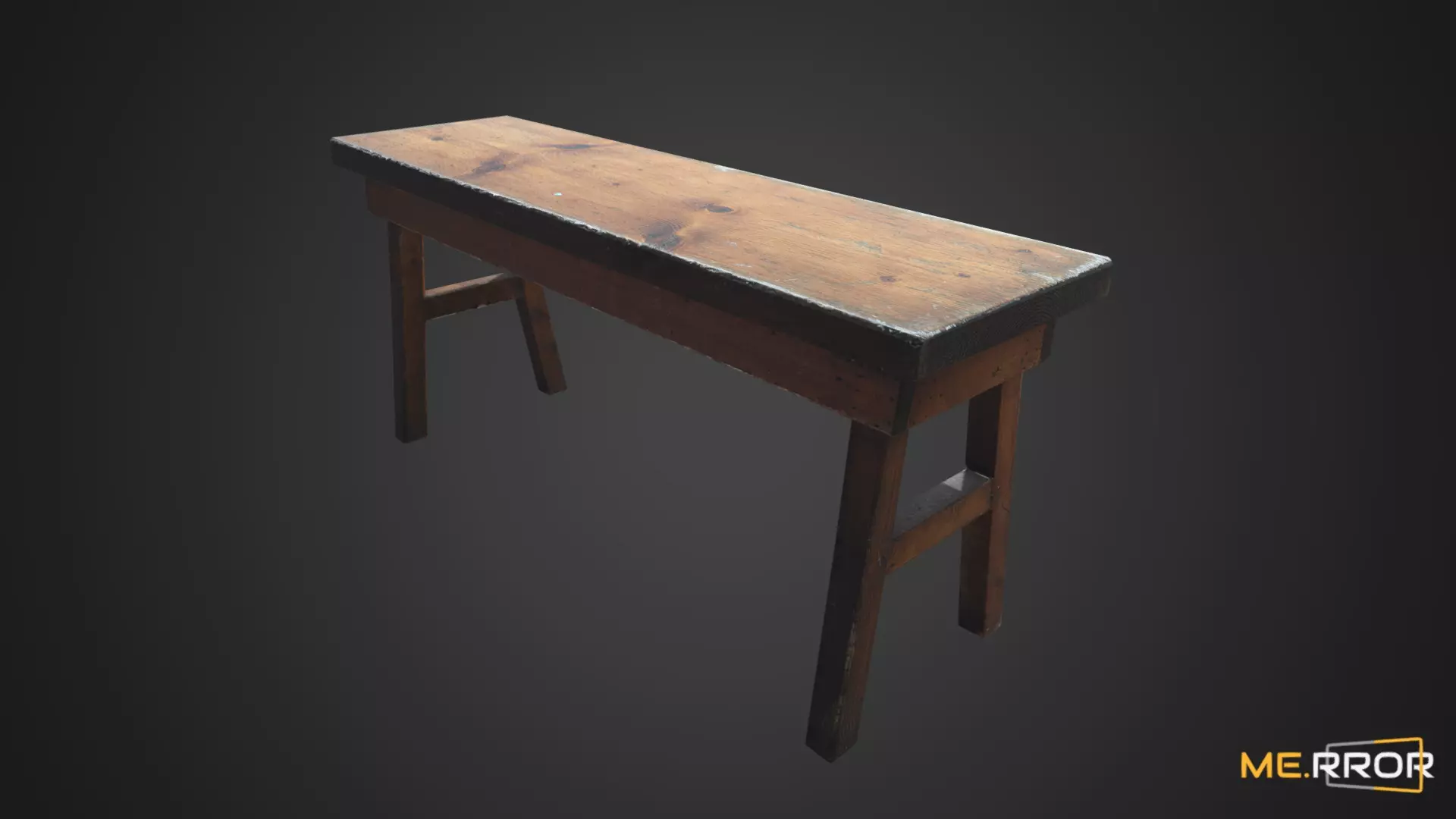 Game Ready Wood Bench Low-poly 3D model_0