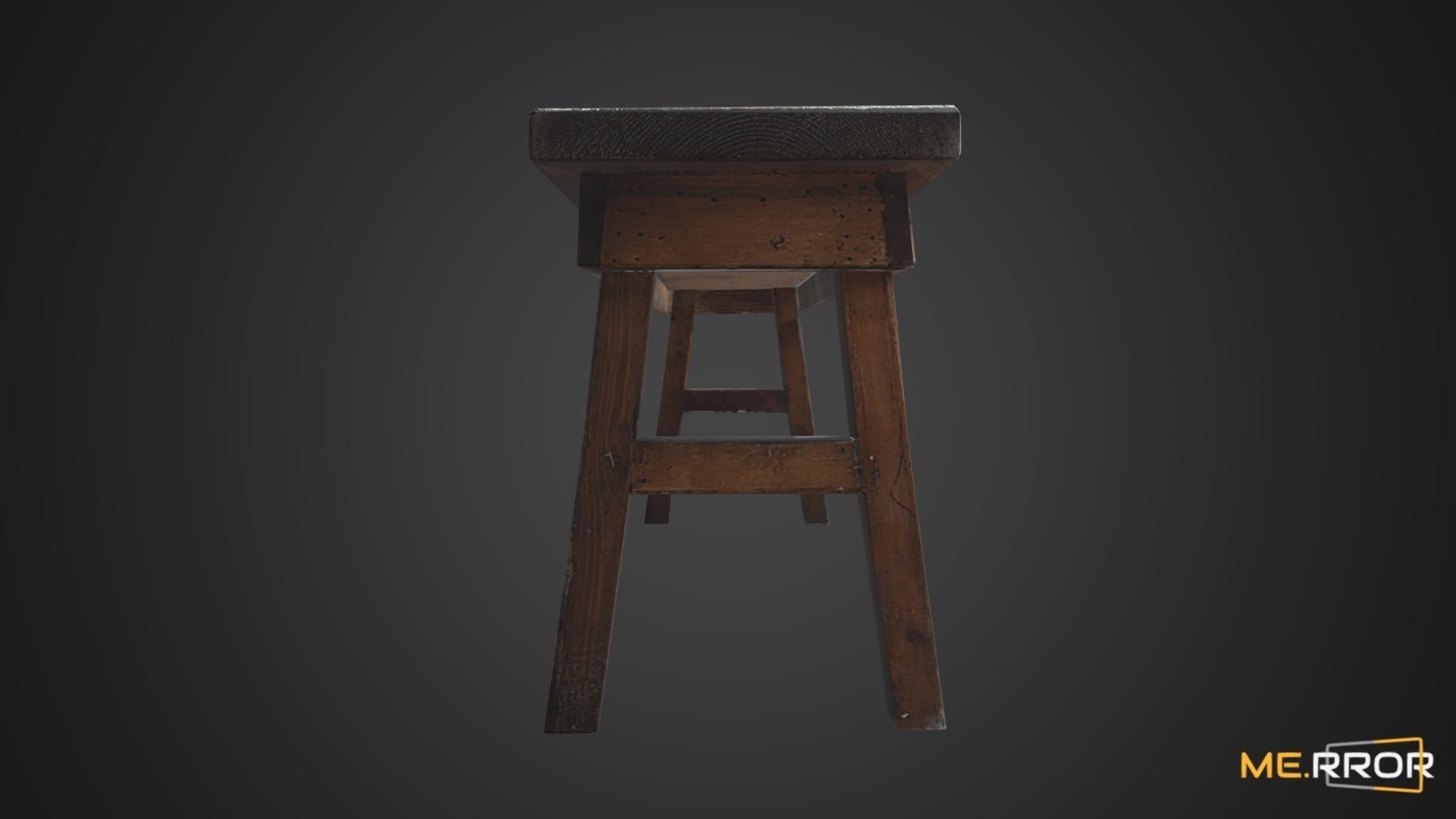 Game Ready Wood Bench Low-poly 3D model_5