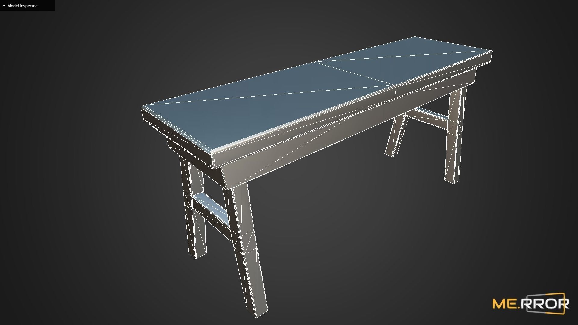Game Ready Wood Bench Low-poly 3D model_14