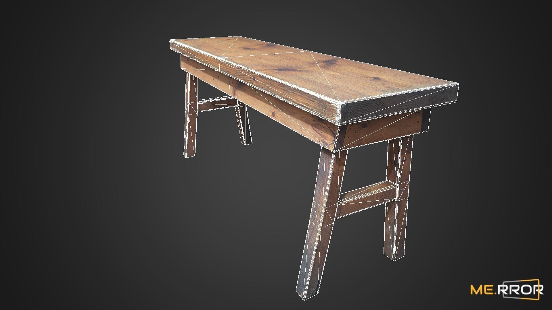 Game Ready Wood Bench Low-poly 3D model_10