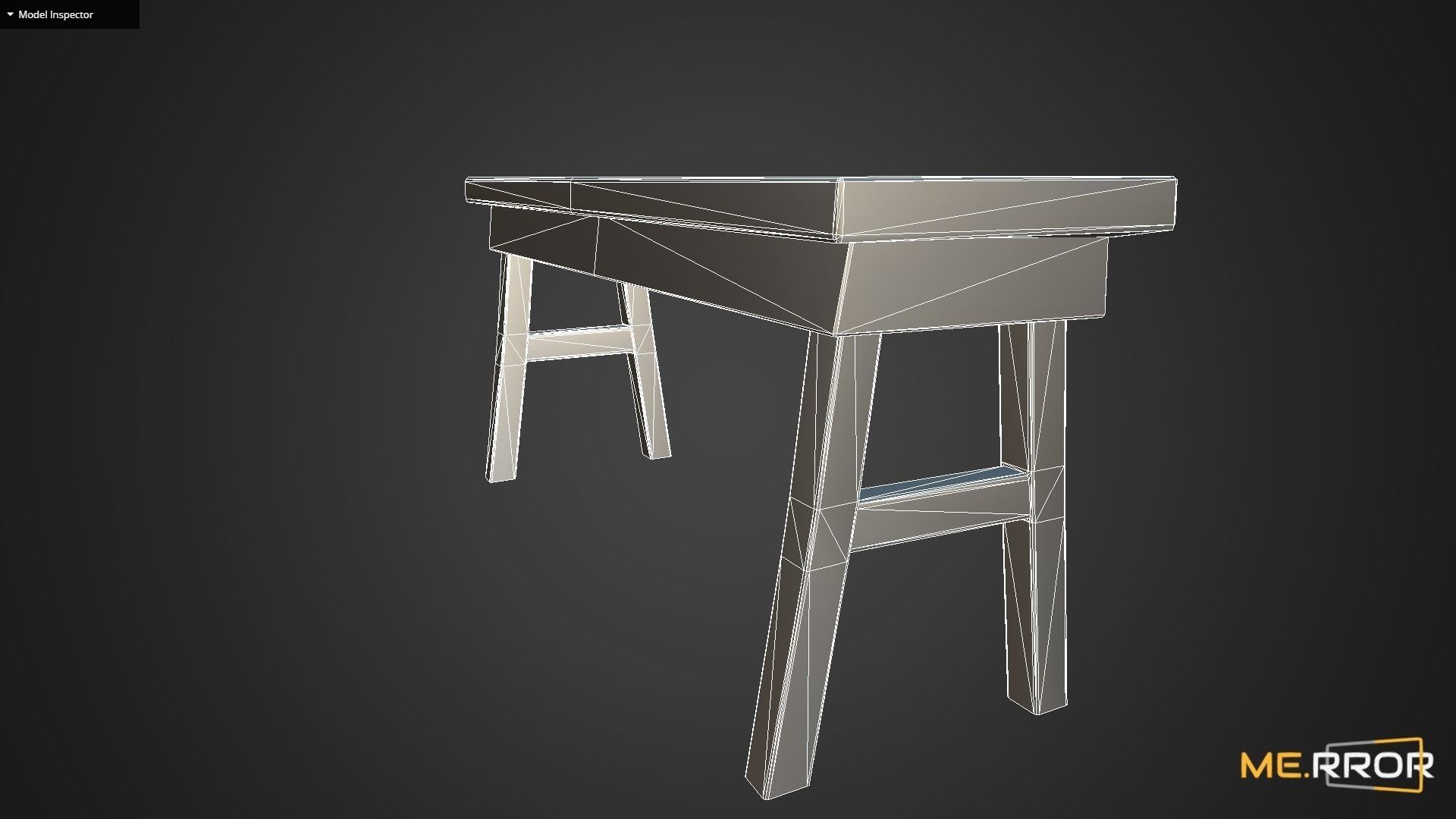 Game Ready Wood Bench Low-poly 3D model_16