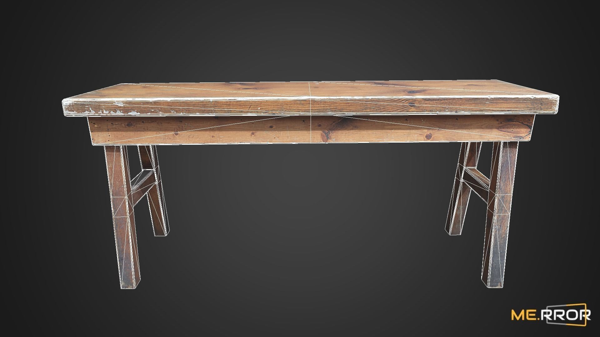 Game Ready Wood Bench Low-poly 3D model_9