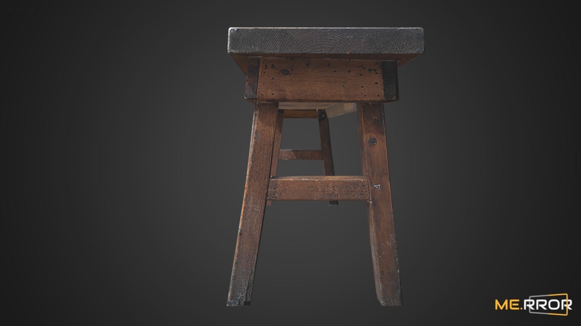 Game Ready Wood Bench Low-poly 3D model_6