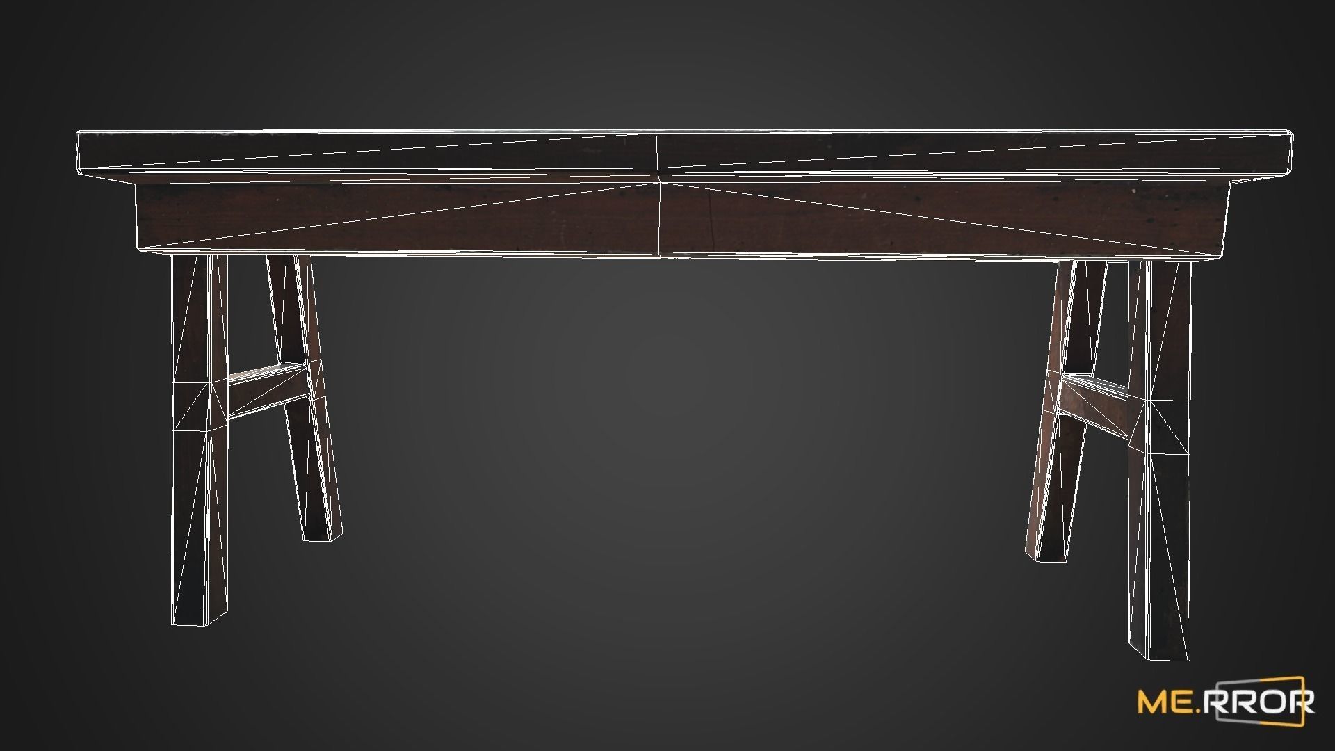 Game Ready Wood Bench Low-poly 3D model_12