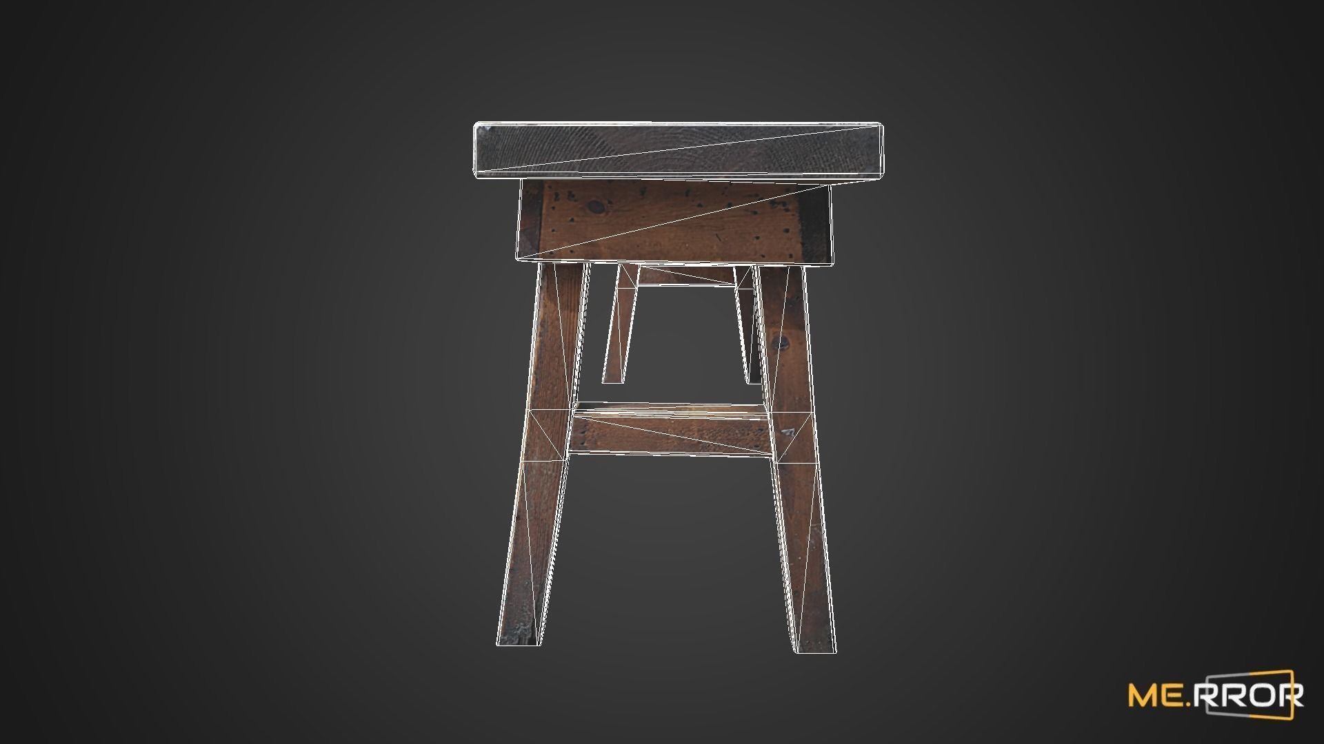 Game Ready Wood Bench Low-poly 3D model_11