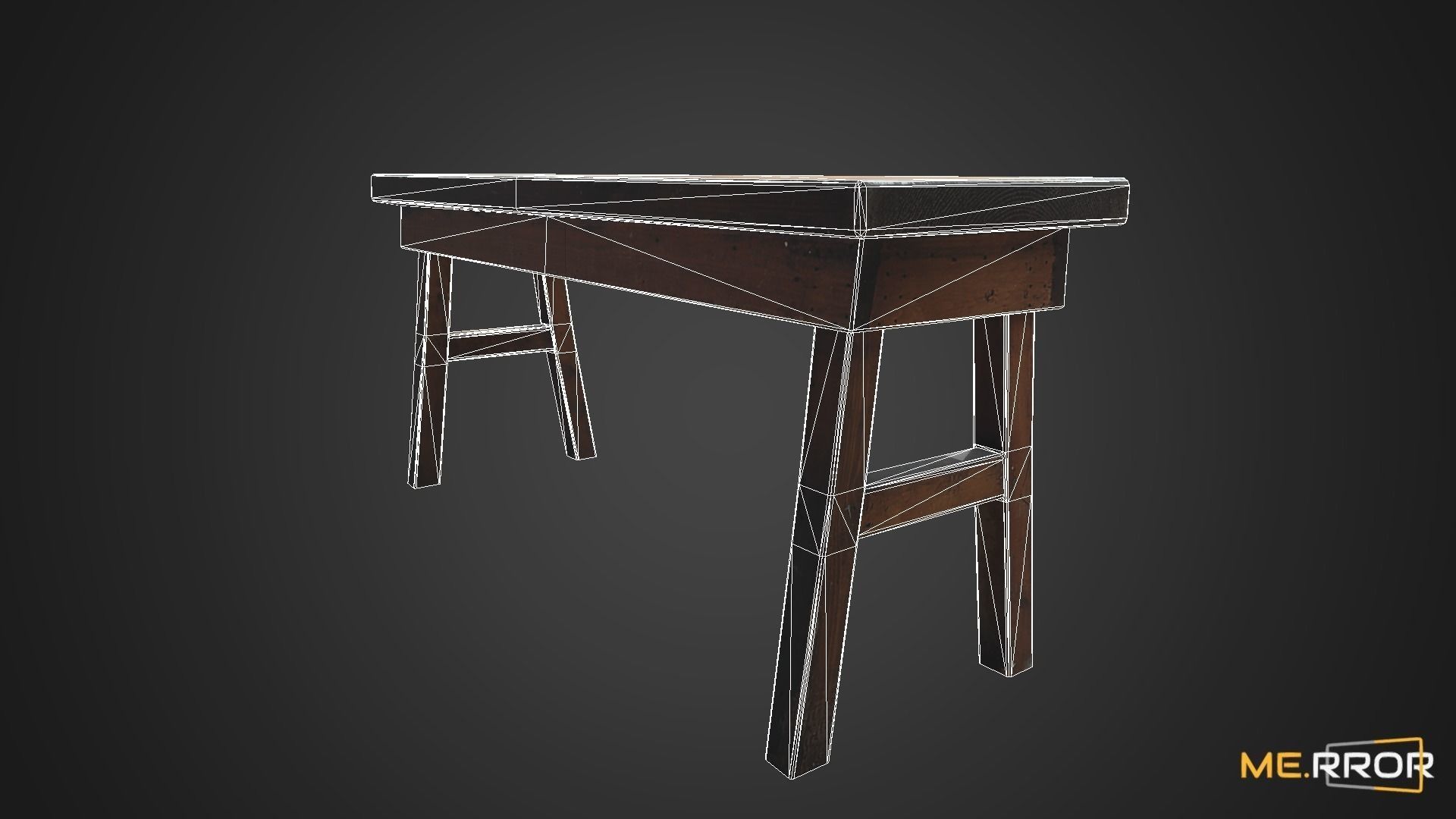 Game Ready Wood Bench Low-poly 3D model_13