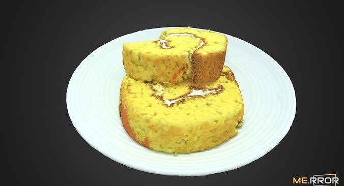 Sweet Pumpkin Roll Cake with One Bite Low-poly 3D model 7