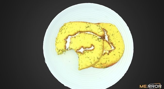 Sweet Pumpkin Roll Cake with One Bite Low-poly 3D model 6