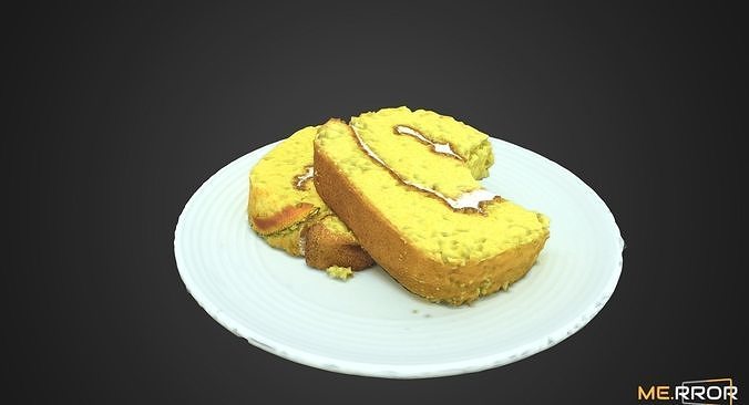 Sweet Pumpkin Roll Cake with One Bite Low-poly 3D model 4