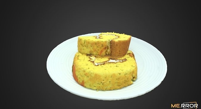 Sweet Pumpkin Roll Cake with One Bite Low-poly 3D model 3