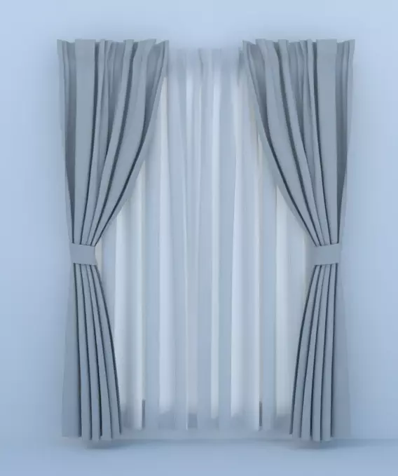 curtain tied with lace Free 3D model_0