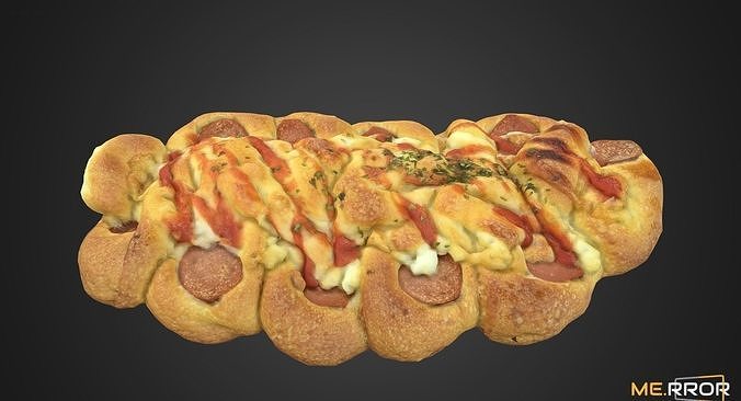 Korean Sausage Bread Low-poly 3D model 2