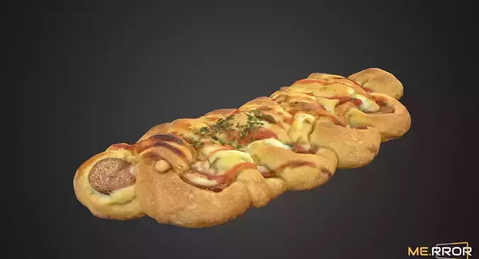 Korean Sausage Bread Low-poly 3D model