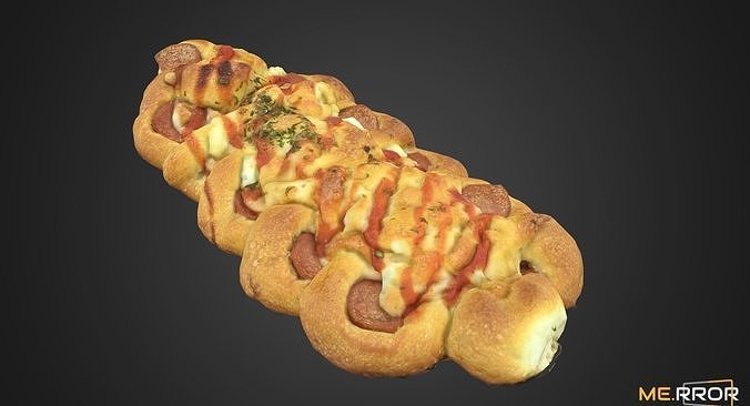 Korean Sausage Bread Low-poly 3D model 5