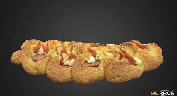 Korean Sausage Bread Low-poly 3D model 7