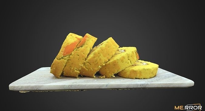 Slice Sweet Pumpkin Roll Cake Low-poly 3D model 4