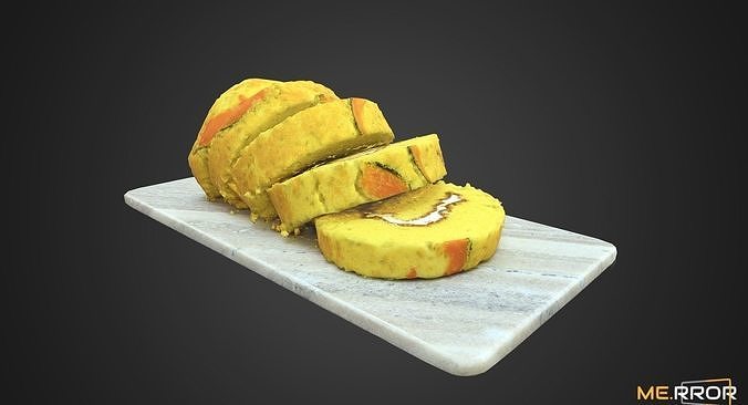 Slice Sweet Pumpkin Roll Cake Low-poly 3D model 5
