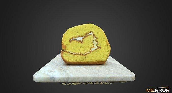 Slice Sweet Pumpkin Roll Cake Low-poly 3D model 2