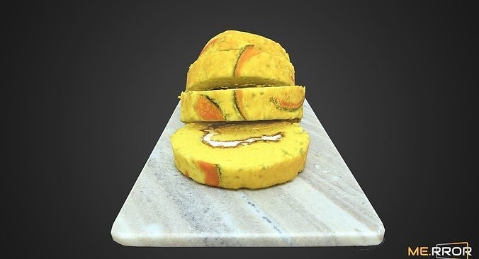 Slice Sweet Pumpkin Roll Cake Low-poly 3D model 6
