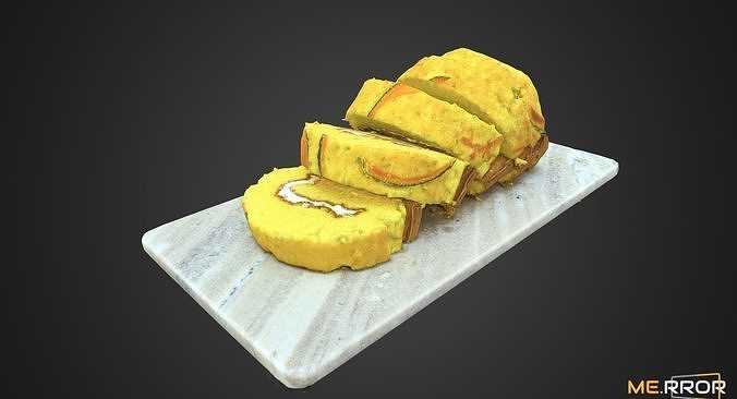 Slice Sweet Pumpkin Roll Cake Low-poly 3D model 7