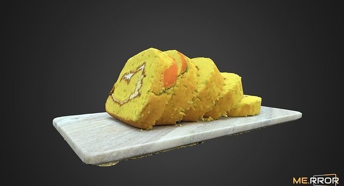 Slice Sweet Pumpkin Roll Cake Low-poly 3D model 3