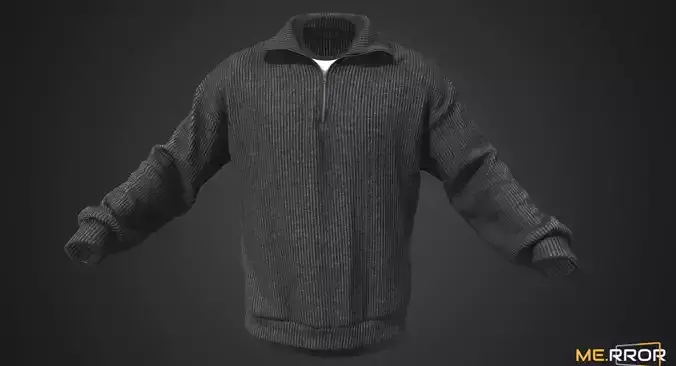 Game Ready Grey Half Zip Sweatshirt Low-poly 3D model