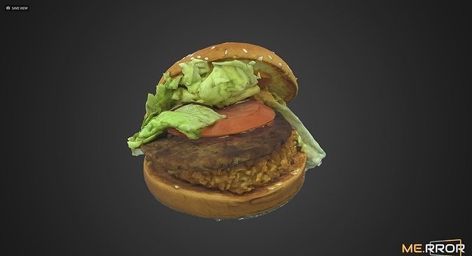 Hamburger with lettuce and tomatoes Low-poly 3D model 6