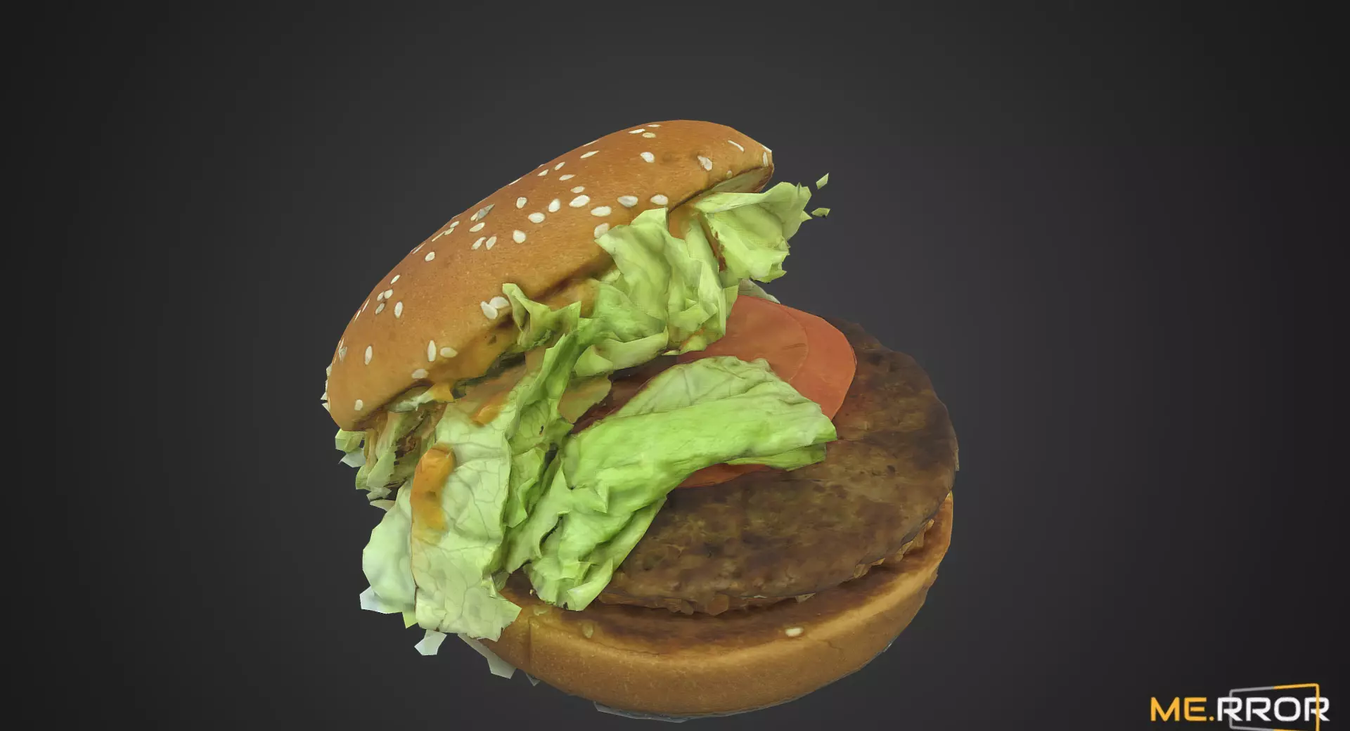 Hamburger with lettuce and tomatoes Low-poly 3D model
