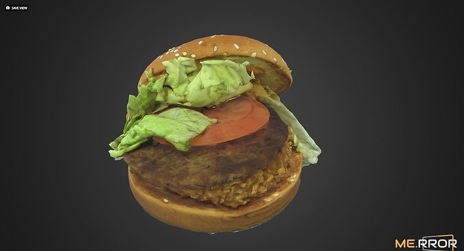 Hamburger with lettuce and tomatoes Low-poly 3D model 2