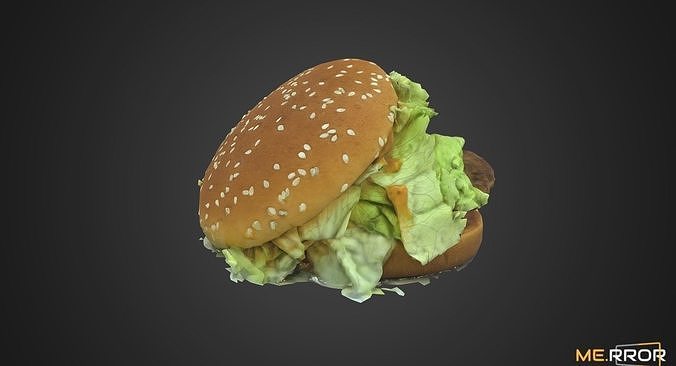 Hamburger with lettuce and tomatoes Low-poly 3D model 5
